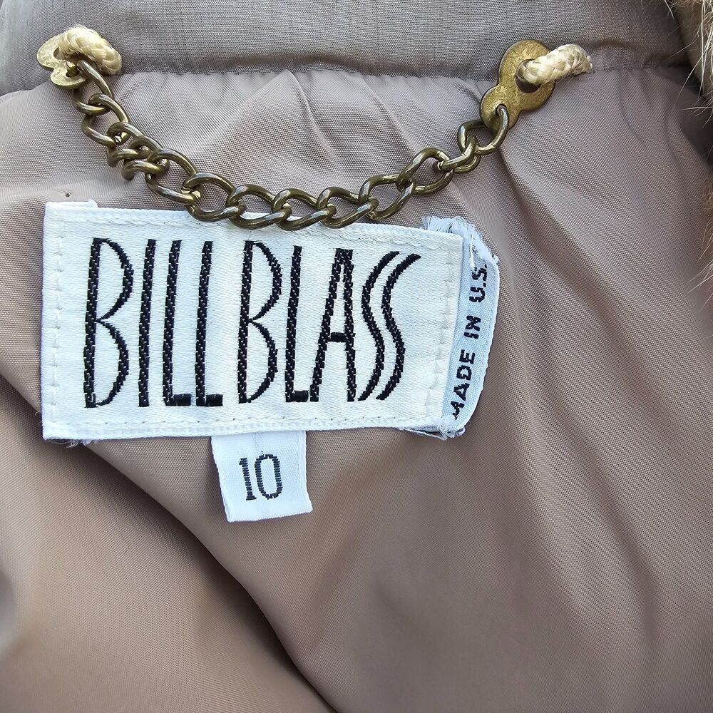 Bill Blass Puffer Down Coat For Women Fur Collar Size 10 - Picture 12 of 12